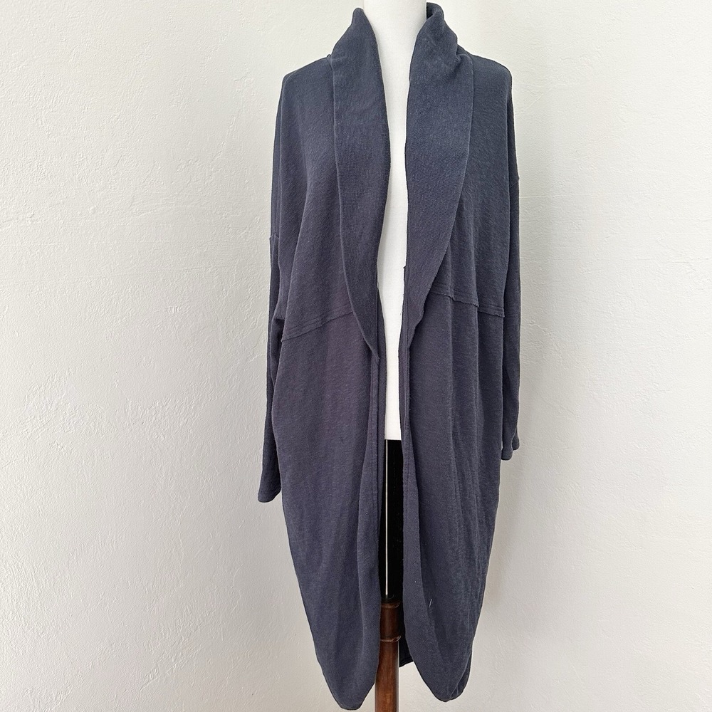 Free People Beach Cardigan Womens Small Blue Knit Cuddle Up Long Open Front